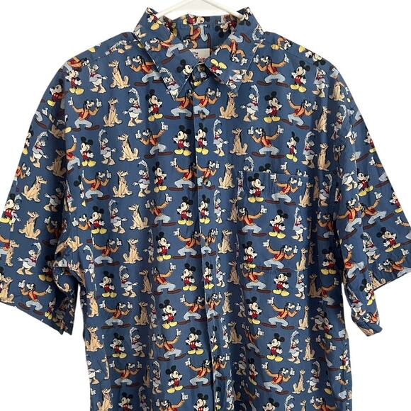 Disney Other - Vintage EUC Disney Store Camp Shirt Size Large Mickey Mouse Daffy Pluto Goofy